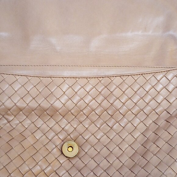 Auth Bottega Veneta Italy Intrecciato Taupe Leather Large Envelope Clutch bag - Picture 9 of 13